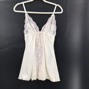 Vintage Darling White Pink Lace Slip Dress Top Bows coquette y2k fairycore XS